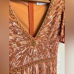 NWT Mac Duggal copper sequin dress gown 5538.  Flawed.